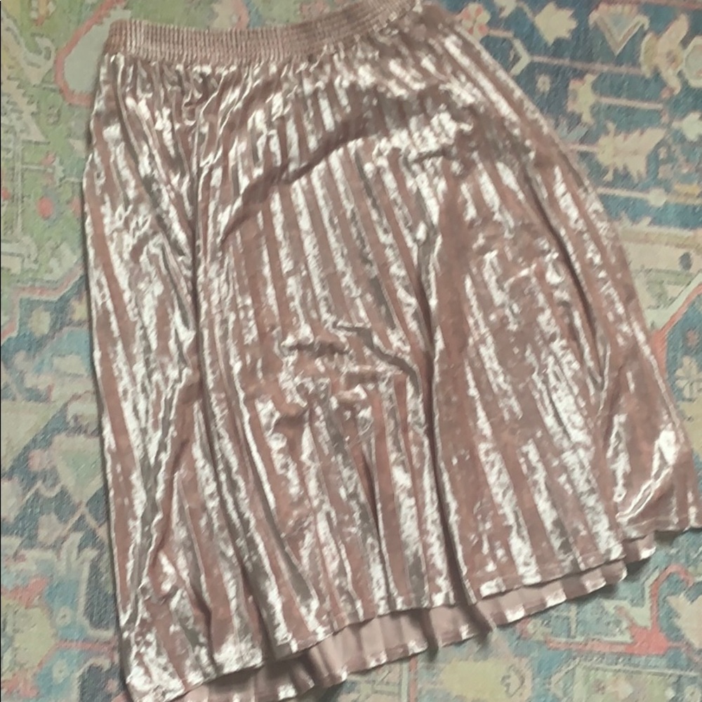 Pink velvet midi skirt